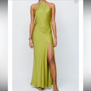 NWOT Bec & Bridge Teresa Halter Neck Open Back Dress size 6 color green